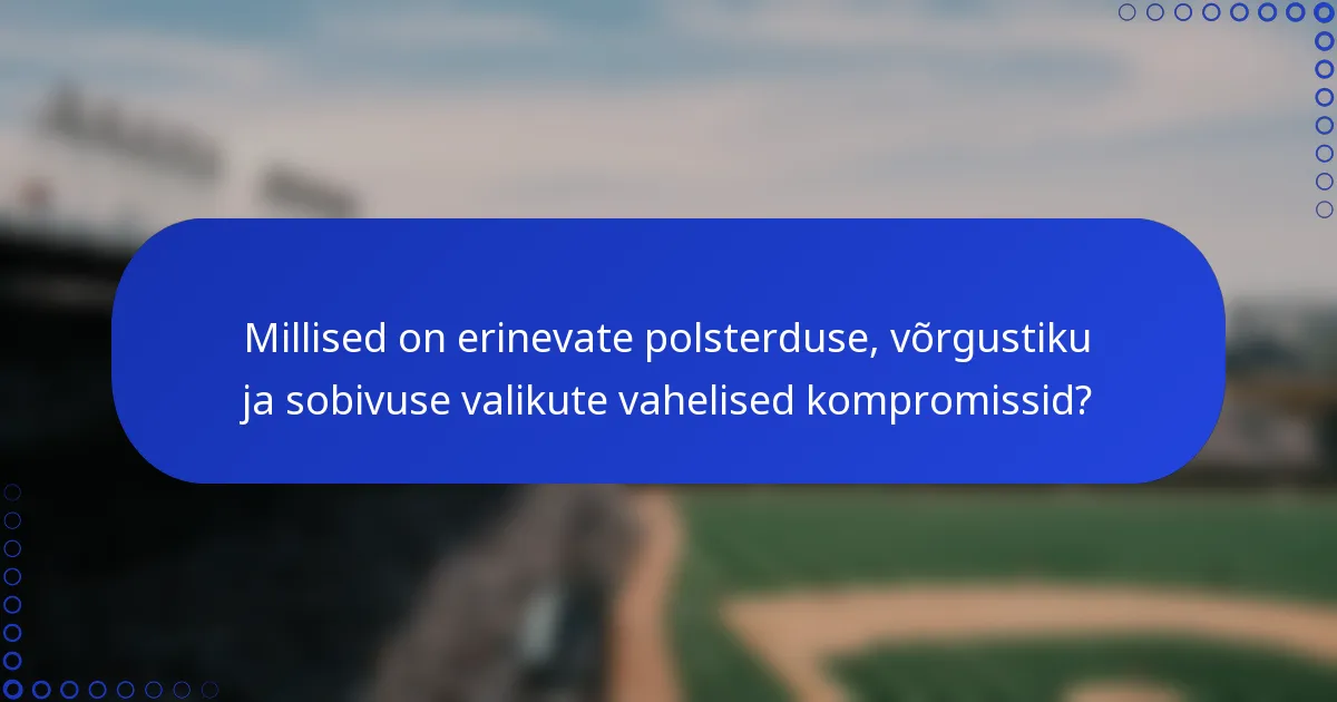 Millised on erinevate polsterduse, võrgustiku ja sobivuse valikute vahelised kompromissid?