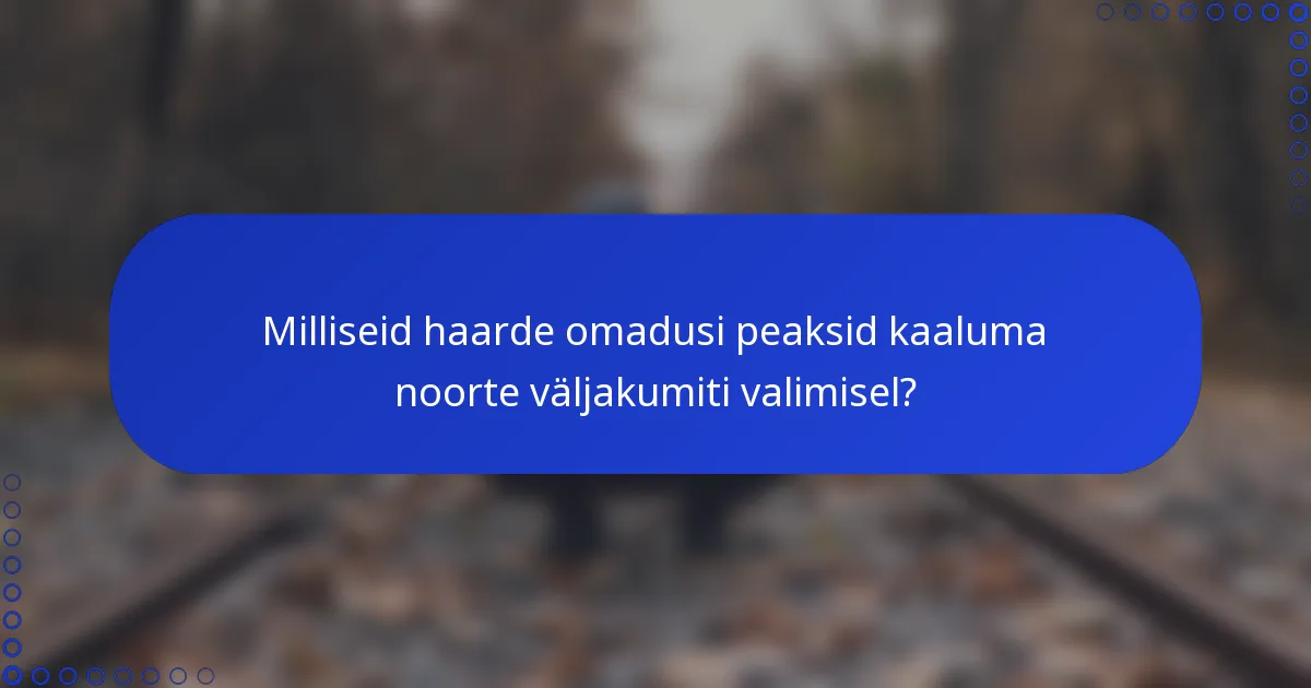 Milliseid haarde omadusi peaksid kaaluma noorte väljakumiti valimisel?